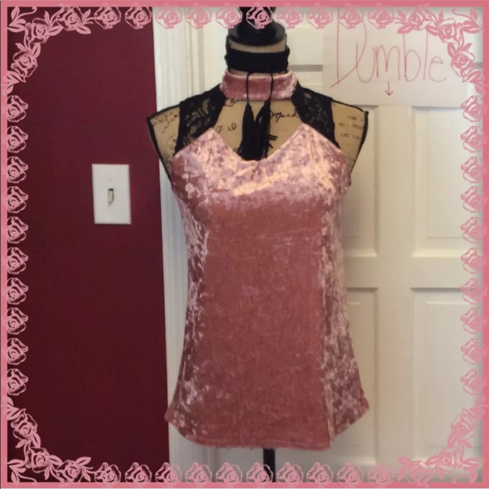 NWT mock neck crushed velvet top